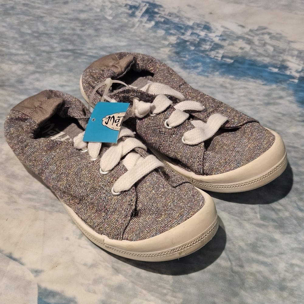 Girls Size 3 Glitter Knit Gray Lace-Up‎ Style Slip-On Sneakers